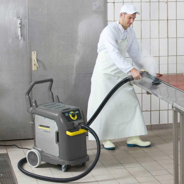 Steam cleaning food preparation area