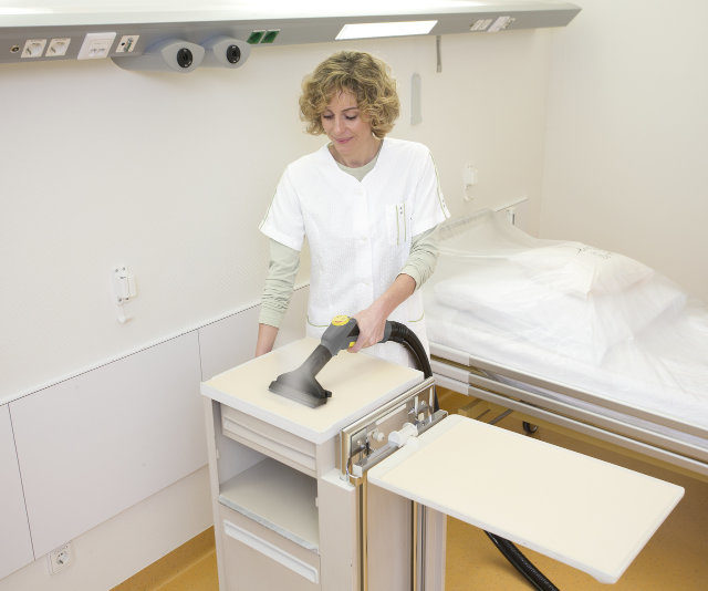 Steam cleaning in a healthcare setting